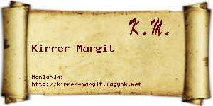 Kirrer Margit névjegykártya